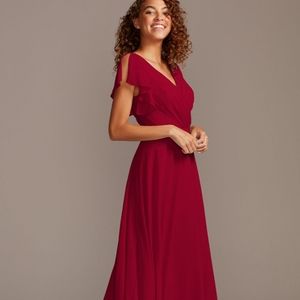 Flutter Sleeve Full Skirt Bridesmaid Dress